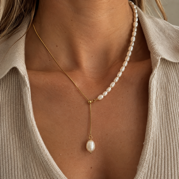 Pearlise Gold Pearl Necklace – 18K Gold-Plated