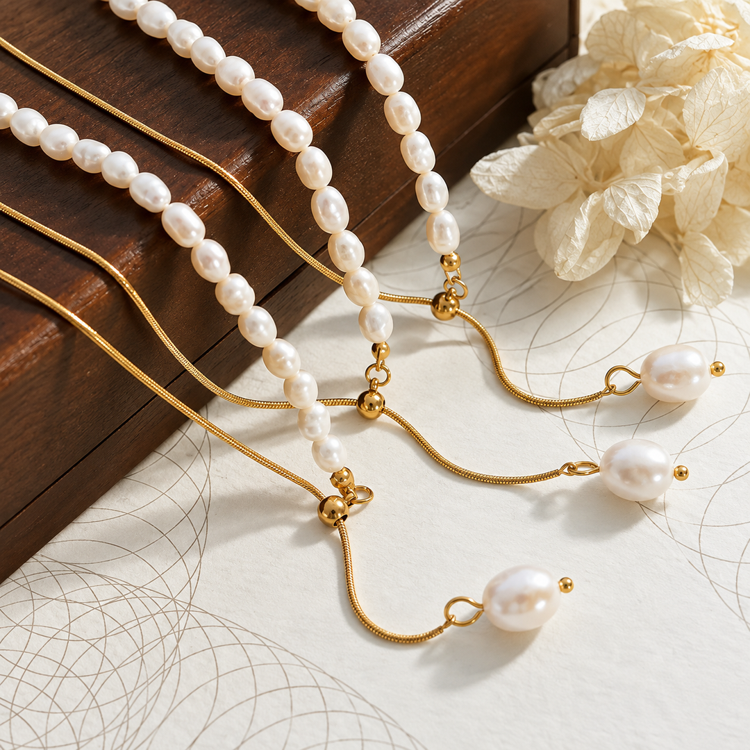 Pearlise Gold Pearl Necklace – 18K Gold-Plated