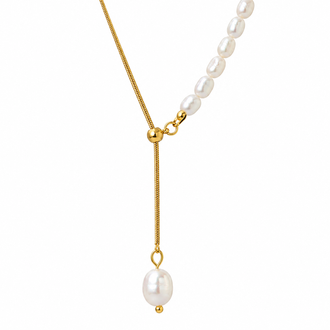 Pearlise Gold Pearl Necklace – 18K Gold-Plated