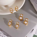 Load image into Gallery viewer, Perry Geometric Crystal Earrings – 18K Gold-Plated
