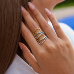 Load image into Gallery viewer, Reese Twisted Multi-Layer Open Ring – 18K Gold-Plated
