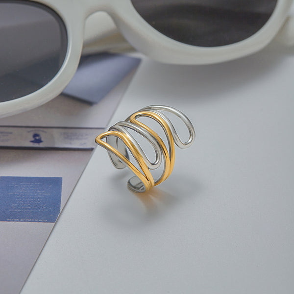 Reese Twisted Multi-Layer Open Ring – 18K Gold-Plated
