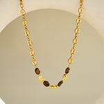 Load image into Gallery viewer, Sabine Natural Stone Beaded Choker Waterproof Necklace – Gold-Tone Stainless Steel
