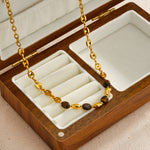 Load image into Gallery viewer, Sabine Natural Stone Beaded Choker Waterproof Necklace – Gold-Tone Stainless Steel
