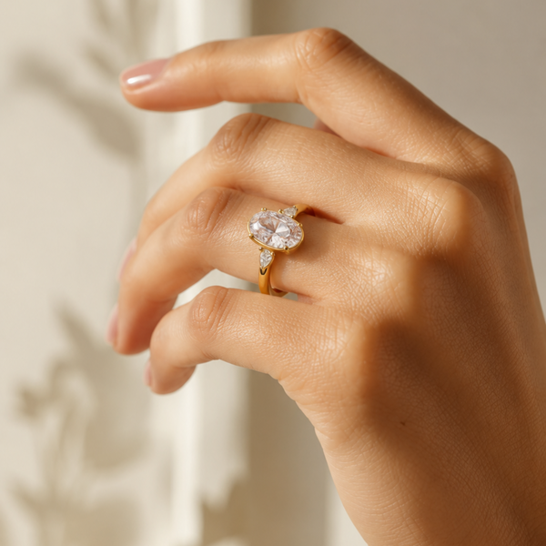 2.5 Carat Moissanite Ring – 18K Gold-Plated 925 Sterling Silver Jewelry