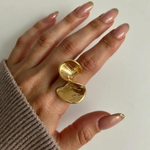 Load image into Gallery viewer, 18K Gold-Plated Copper Geometric Sculptural Ring
