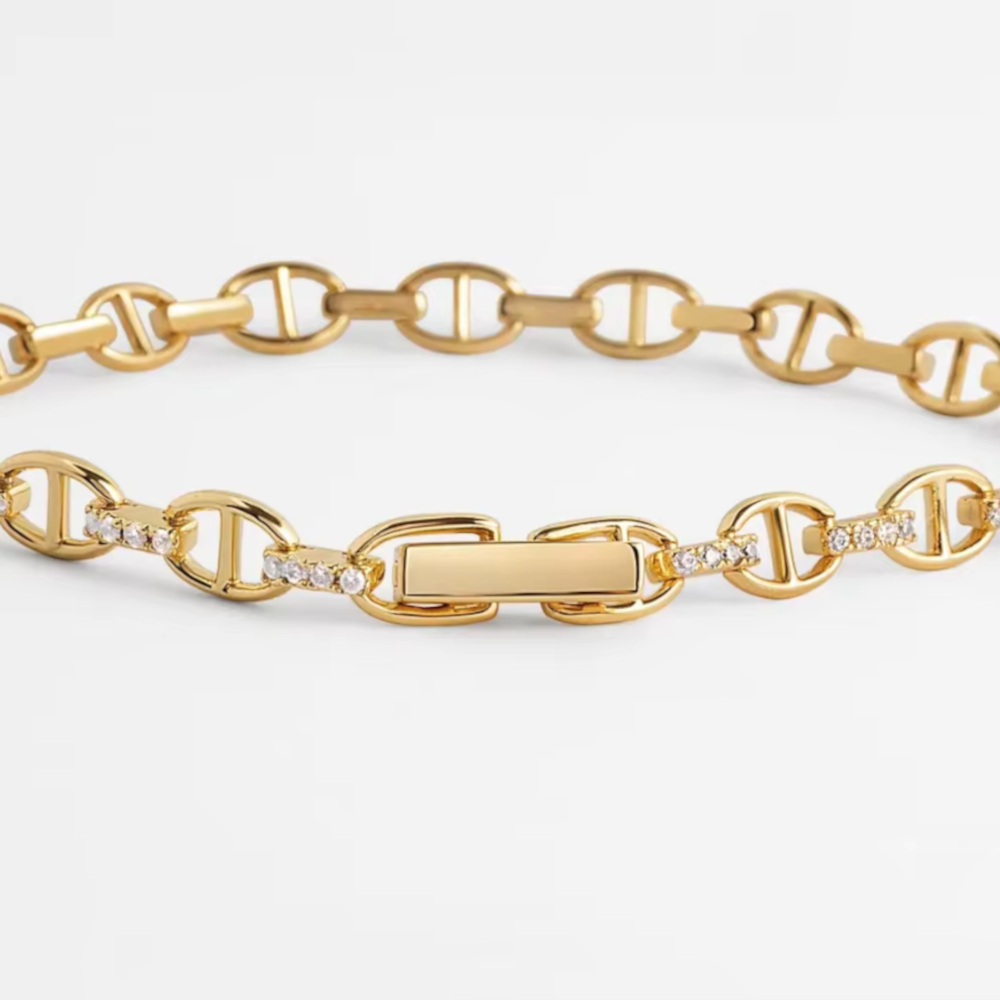 Dianna diamantkedjearmband – 18K guldbelagt