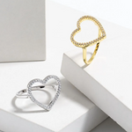 Load image into Gallery viewer, Paolla Zircon Heart Ring –  925 Sterling Silver &amp; 18K Gold-Plated
