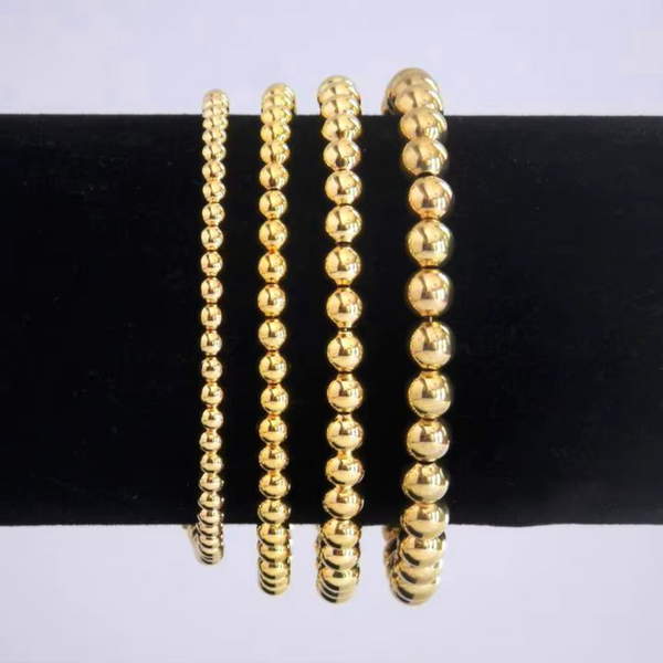 Bohemian Beaded Bracelet – 18K Gold-Plated Stretch Stackable