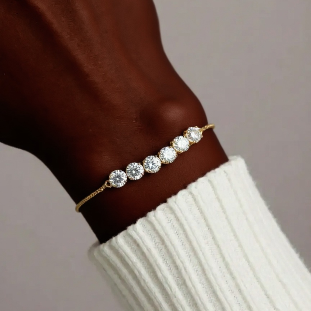 Maevy Adjustable Crystal Charm Bracelet  - Gold-Plated