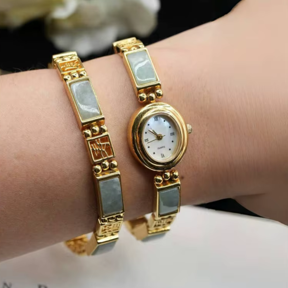 Solenne Jade & Mother of Pearl Watch – Quartz Watch