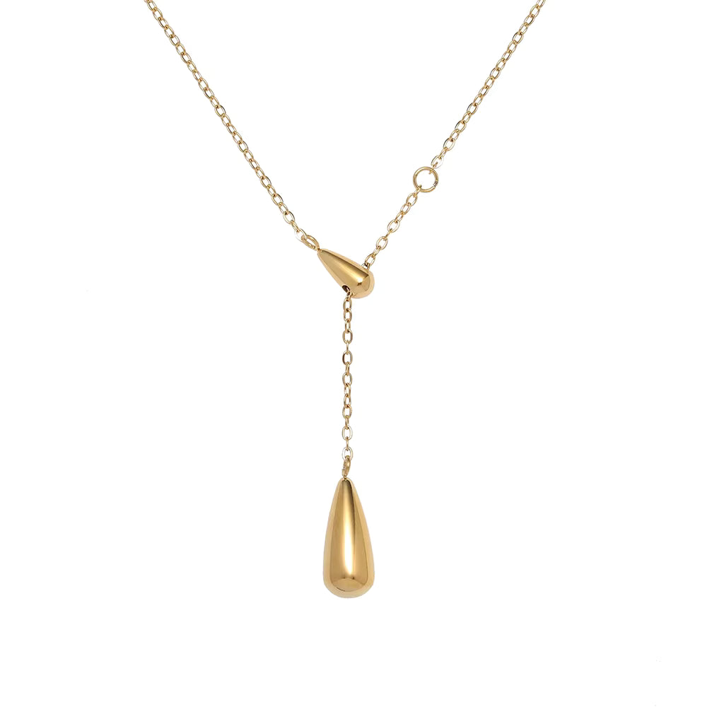 Solenne Double Teardrop Necklace – 18K Gold-Plated
