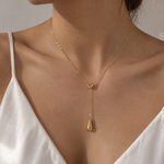 Load image into Gallery viewer, Solenne Double Teardrop Necklace – 18K Gold-Plated
