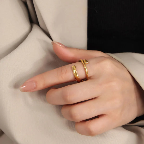Solil Layered Wrap Ring – Gold & Silver-Plated 