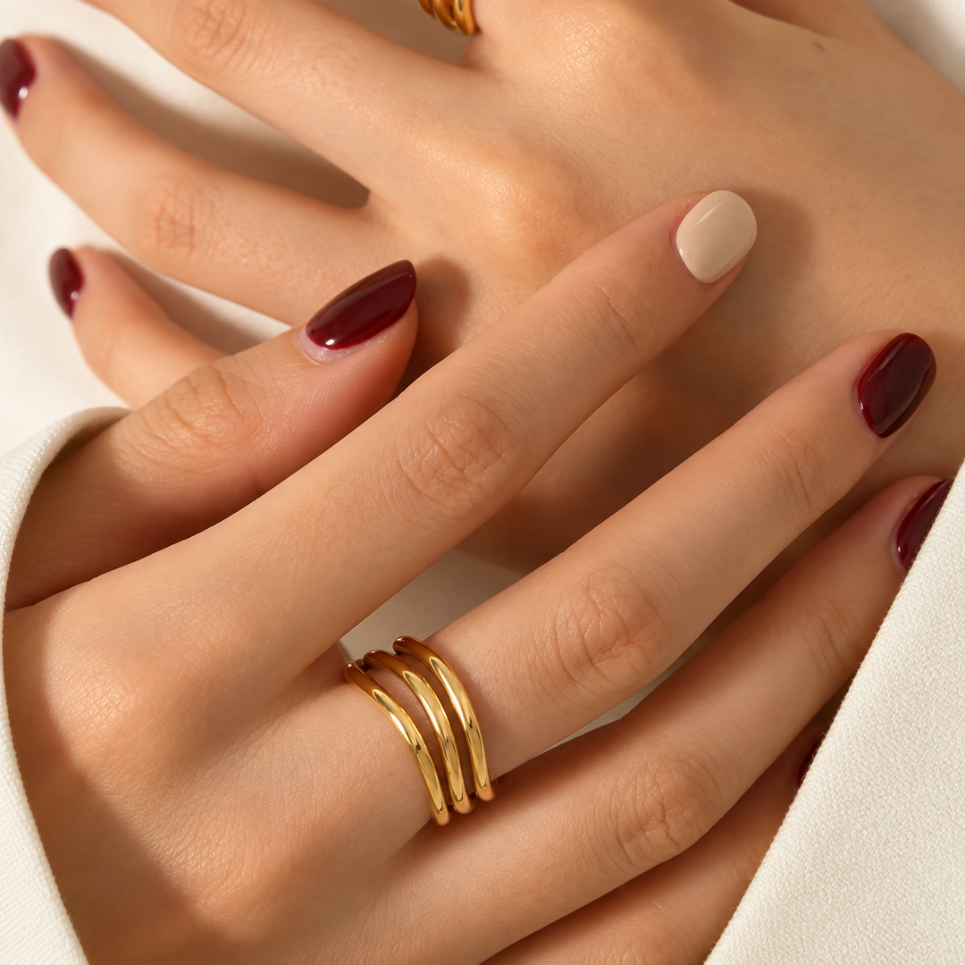 Sophia Three-Layered Ring - 18K Gold & Silver-Plated