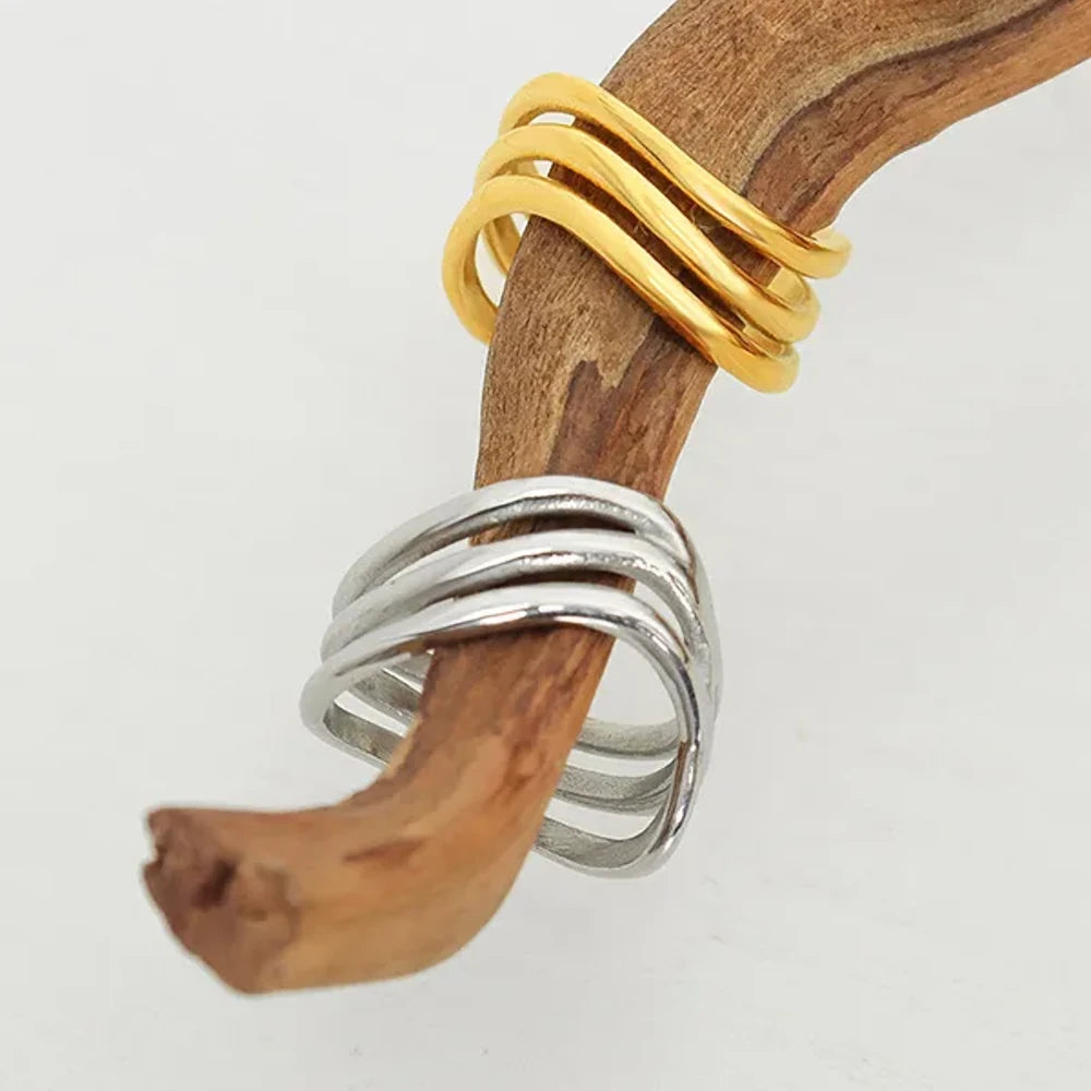 Sophia Three-Layered Ring - 18K Gold & Silver-Plated