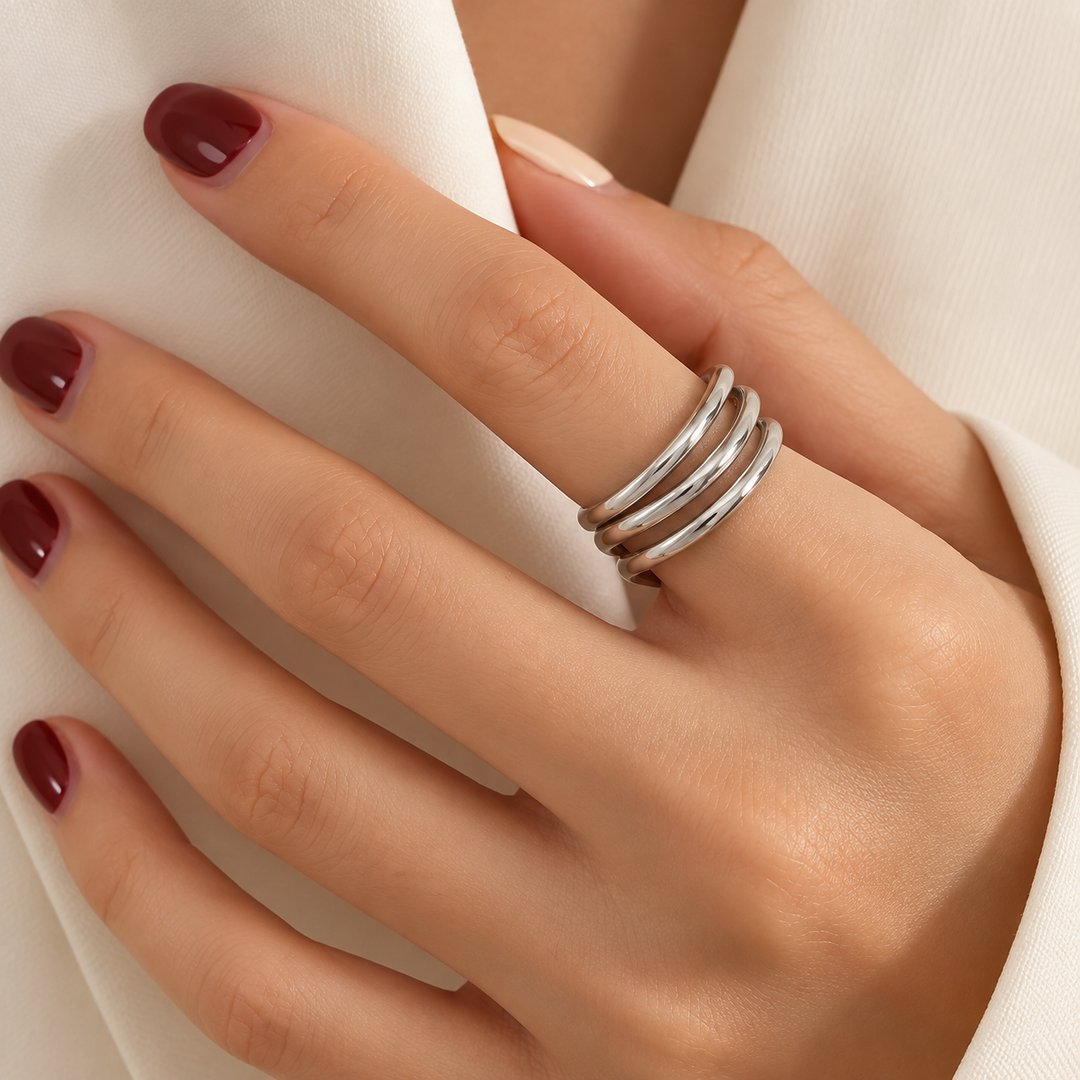 Sophia Three-Layered Ring - 18K Gold & Silver-Plated2