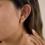 Load image into Gallery viewer, Sutton Snake Huggie Earrings Zirconia – 18K Gold-Plated
