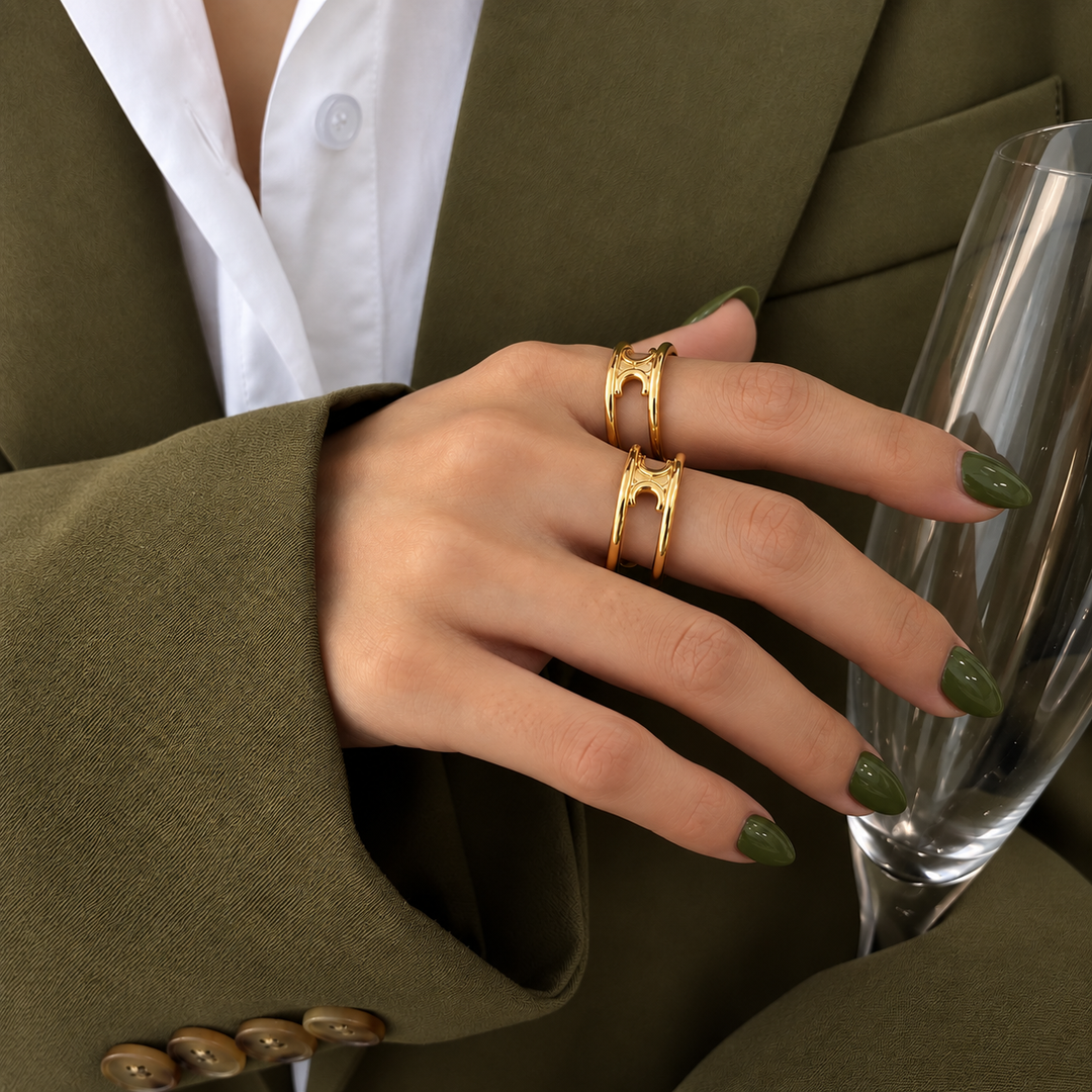 Tatiane Double Layer Ring – 18K Gold-Plated