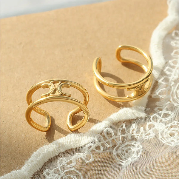 Tatiane Double Layer Ring – 18K Gold-Plated
