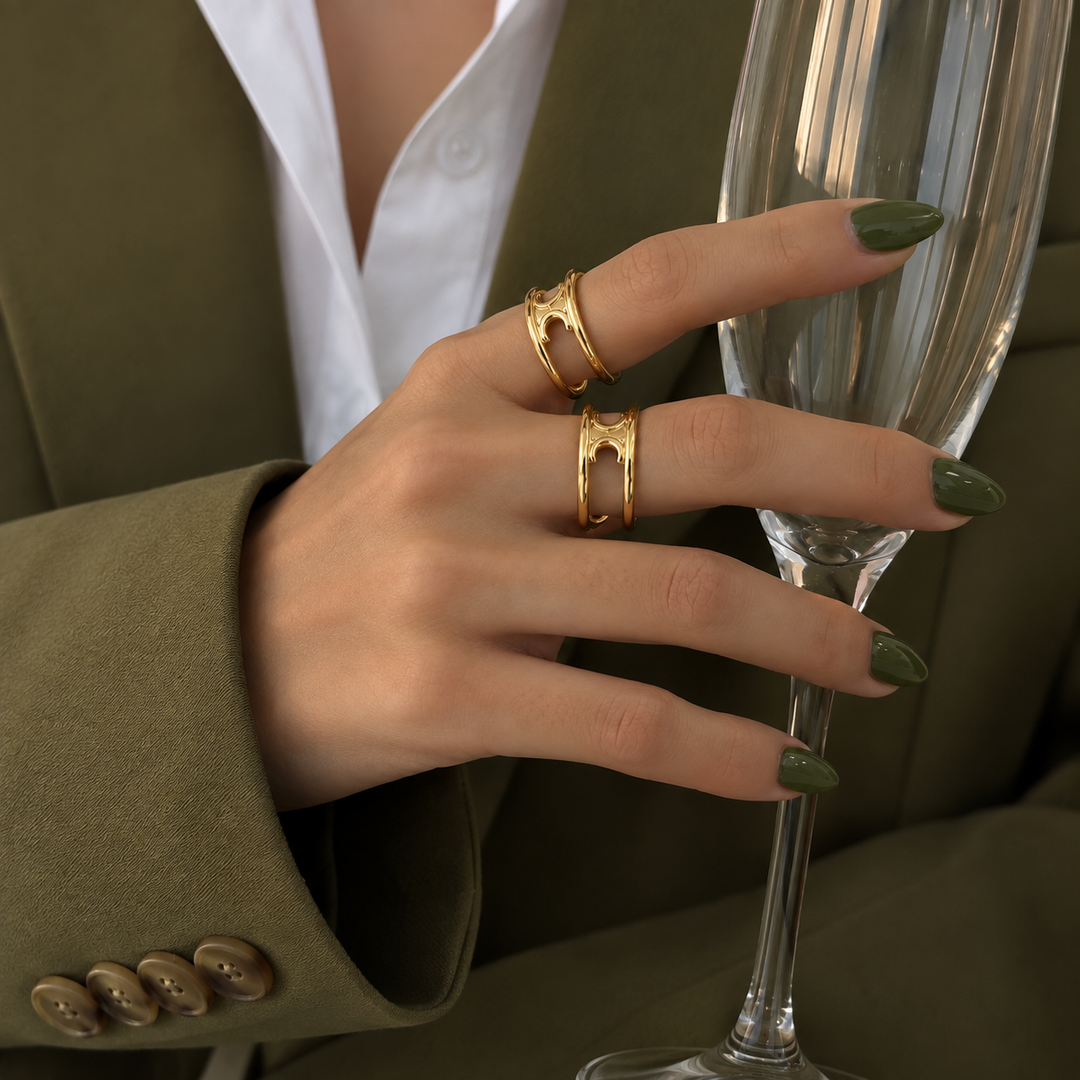 Tatiane Double Layer Ring – 18K Gold-Plated