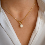 Load image into Gallery viewer, Cecily Baroque Pearl Pendant Necklace – Gold &amp; Silver-Plated
