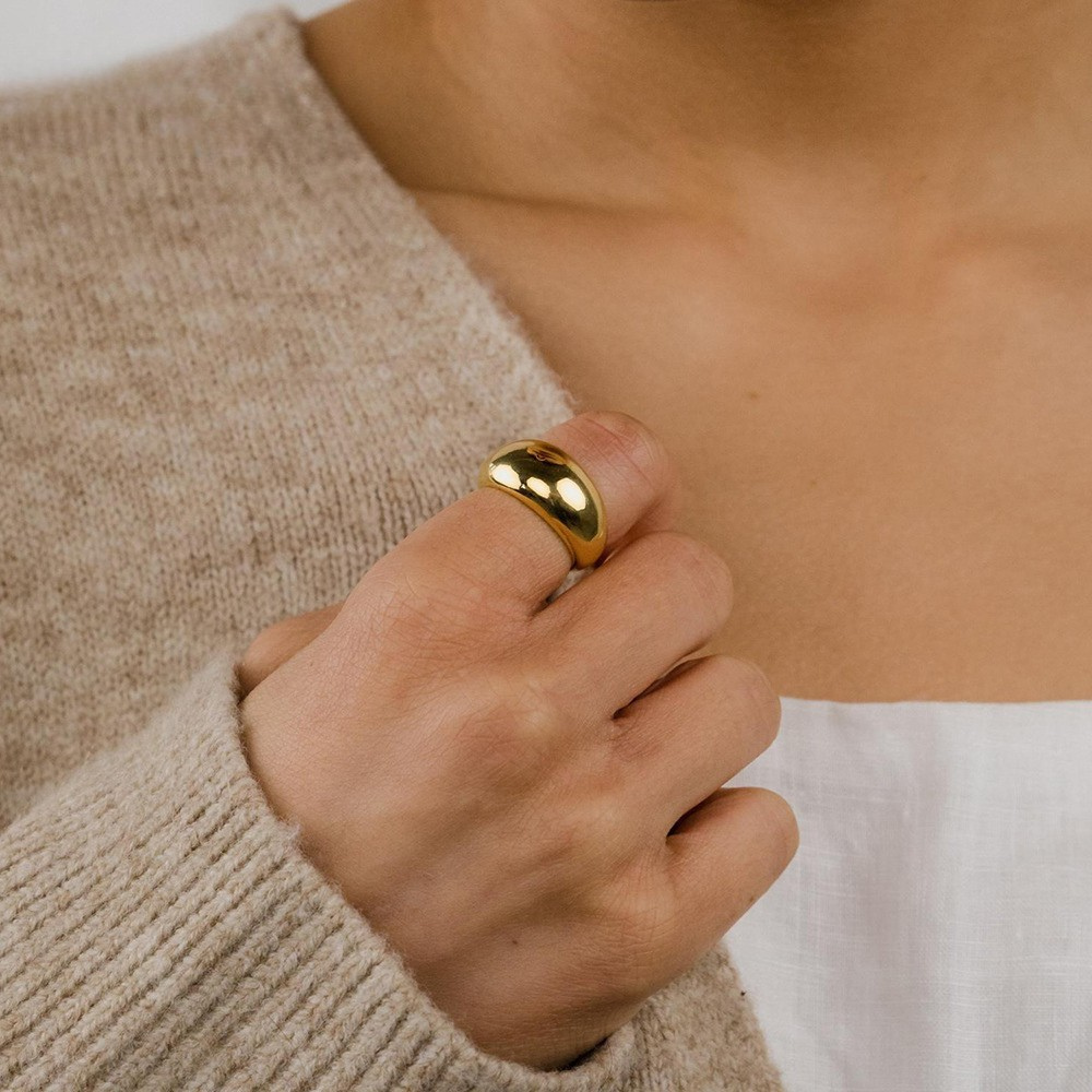 Inès Chunky Circle Gold Ring – 18K Gold-Plated