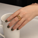 Load image into Gallery viewer, Vagues Chain Link Open Ring – 18K Gold-Plated
