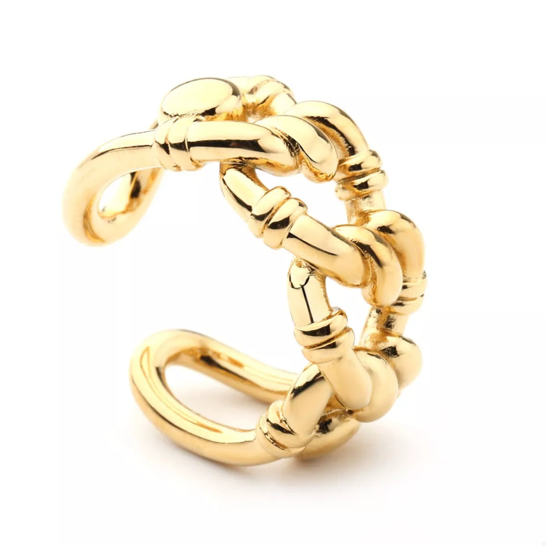 Vagues Chain Link Open Ring – 18K Gold-Plated
