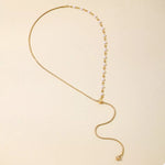 Load image into Gallery viewer, Valéria Y Pearl Necklace – 18K Gold-Plated
