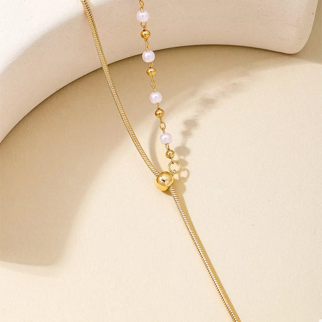 Valéria Y Pearl Necklace – 18K Gold-Plated