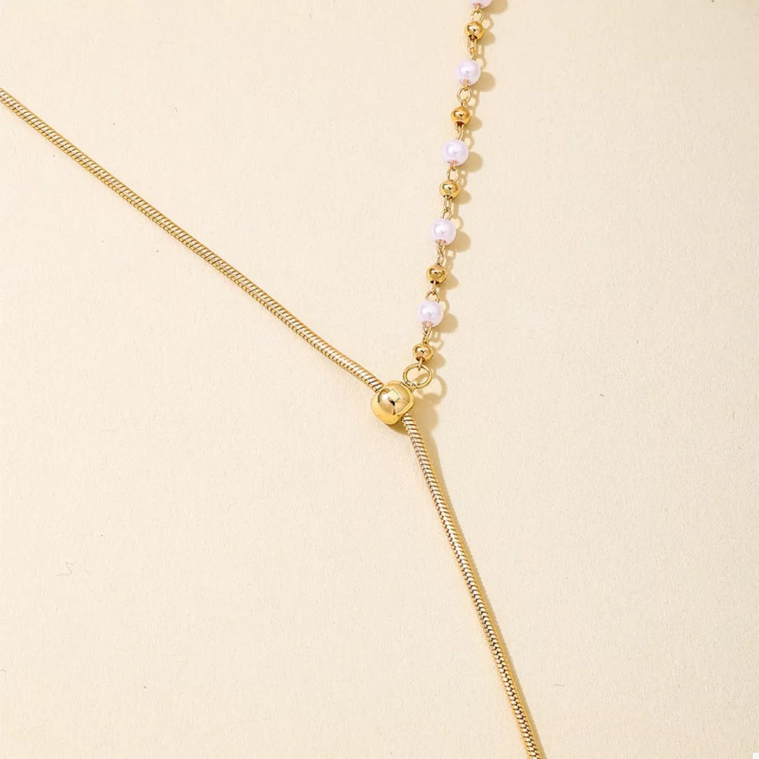 Valéria Y Pearl Necklace – 18K Gold-Plated