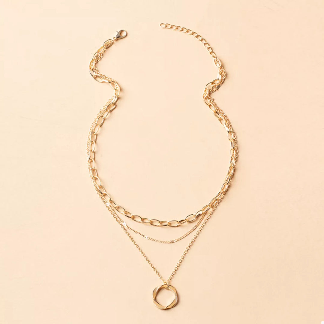 Virelle Triple Layer Pendant Necklace – 18K Gold-Plated & Silver-Plated