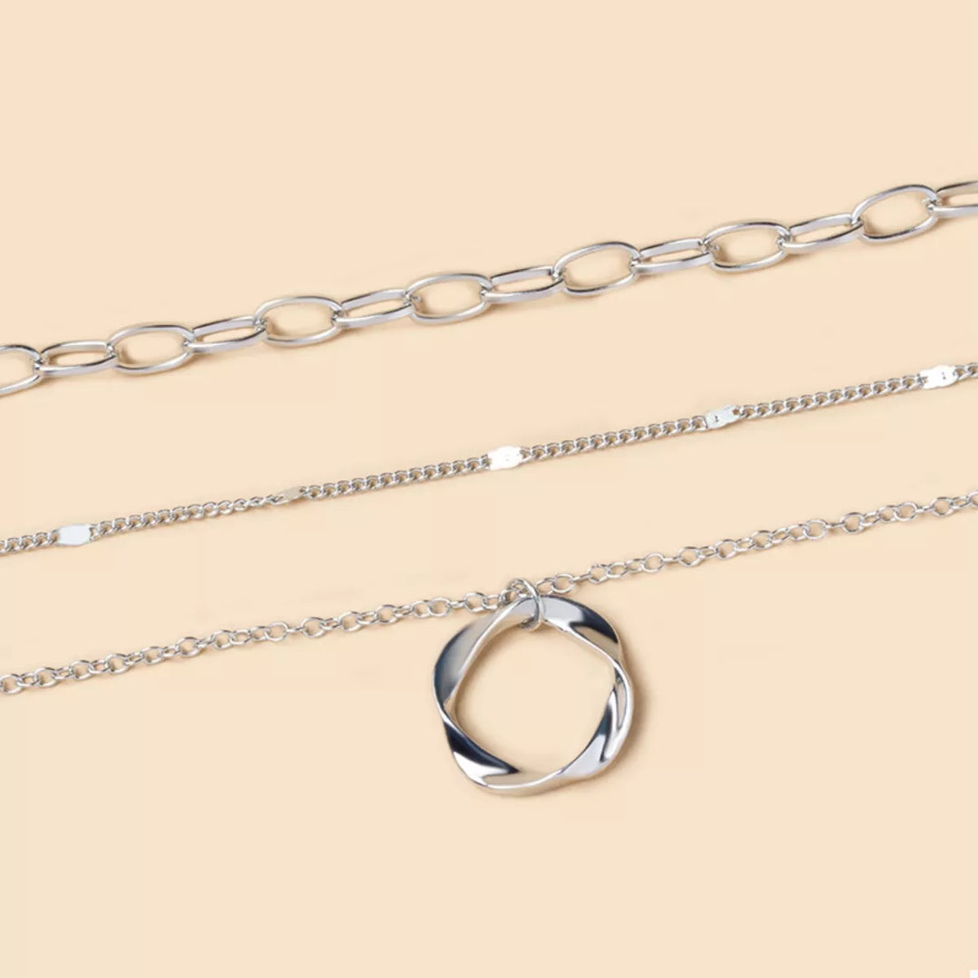 Virelle Triple Layer Pendant Necklace – 18K Gold-Plated & Silver-Plated