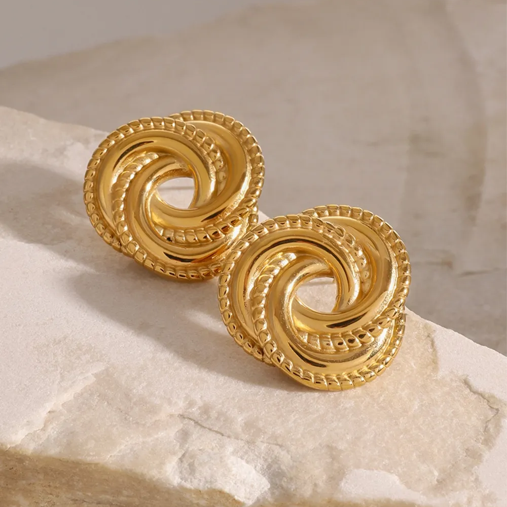 Vivia Texture Stud Earrings - 18K Gold-Plated