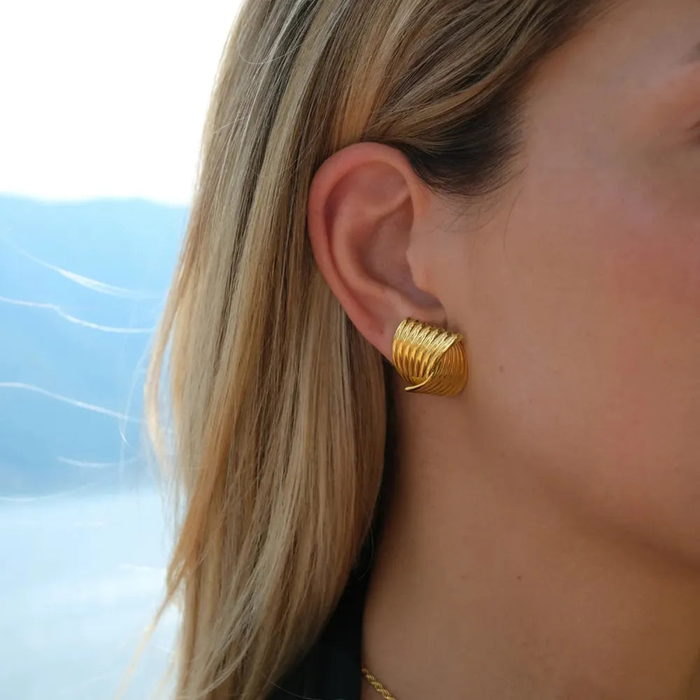 Vivia Texture Stud Earrings - 18K Gold-Plated