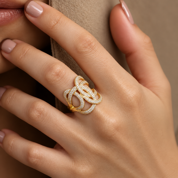 Vivre_Interwoven_Zircon_Ring_18K_Gold-Plated