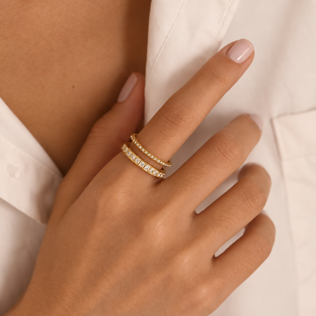 Willow Rhinestone Open Ring – 18K Gold-Plated