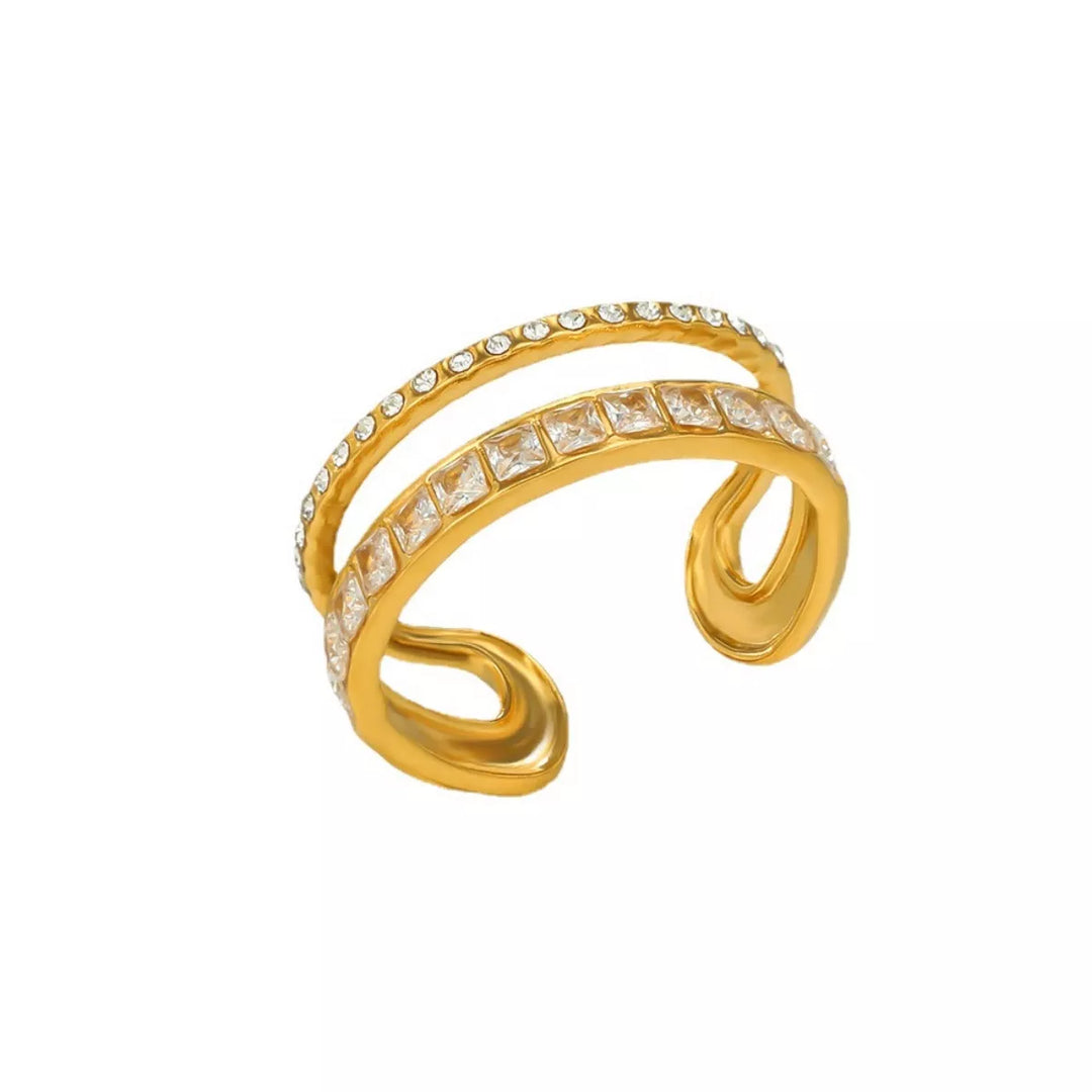 Willow Rhinestone Open Ring – 18K Gold-Plated