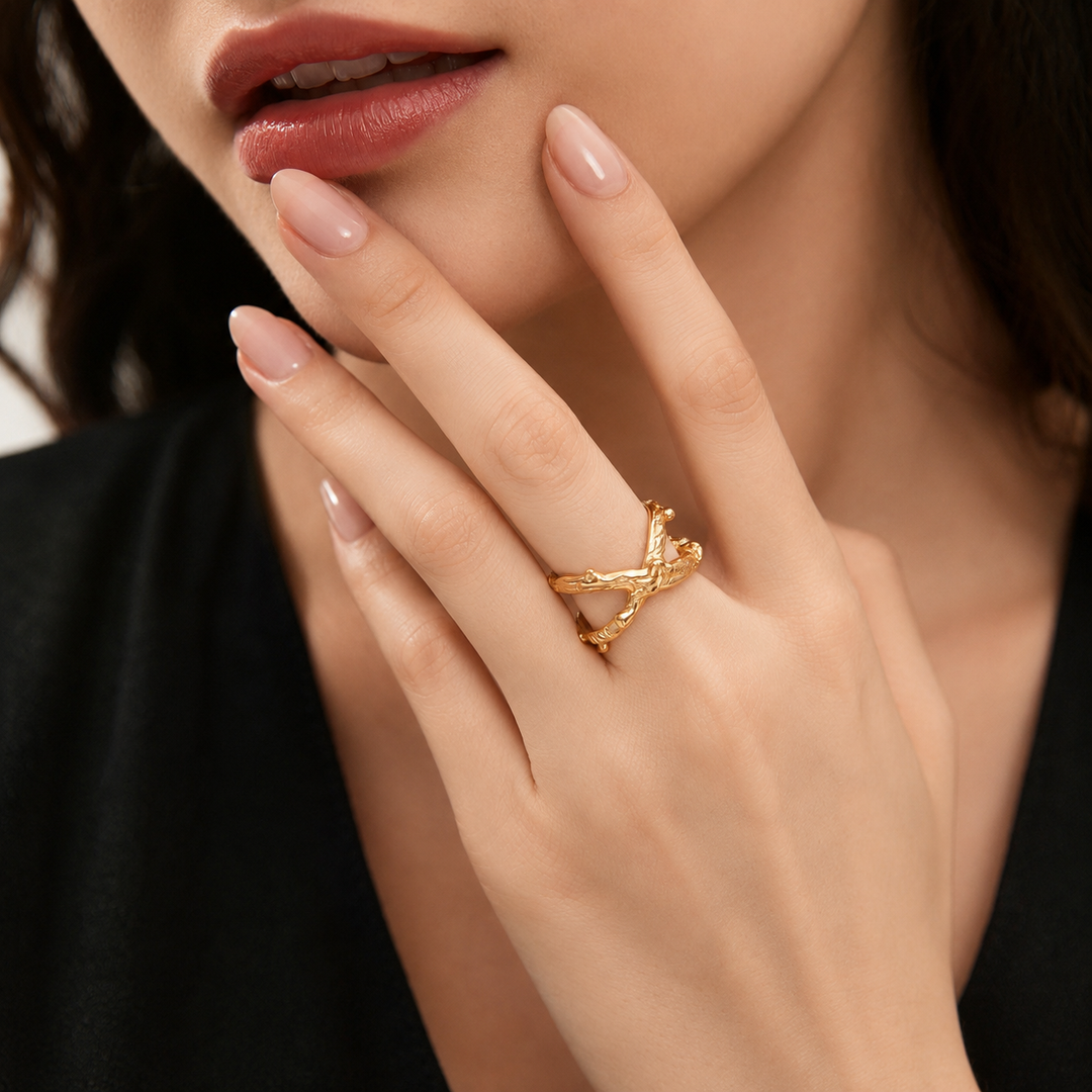 Yara Crossover Ring – 18K Gold-Plated