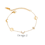 Load image into Gallery viewer, Aurora Moon &amp; Star Charm Bracelet Waterproof   – 18K Gold-Plated
