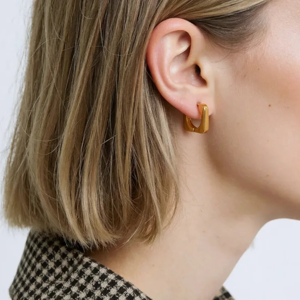 Zare Square Earrings - 18K Gold-Plated