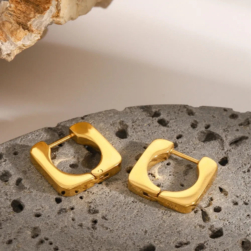 Zare Square Earrings - 18K Gold-Plated