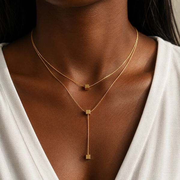 Zirelle Geometric Layered Necklace – 18K Gold-Plated