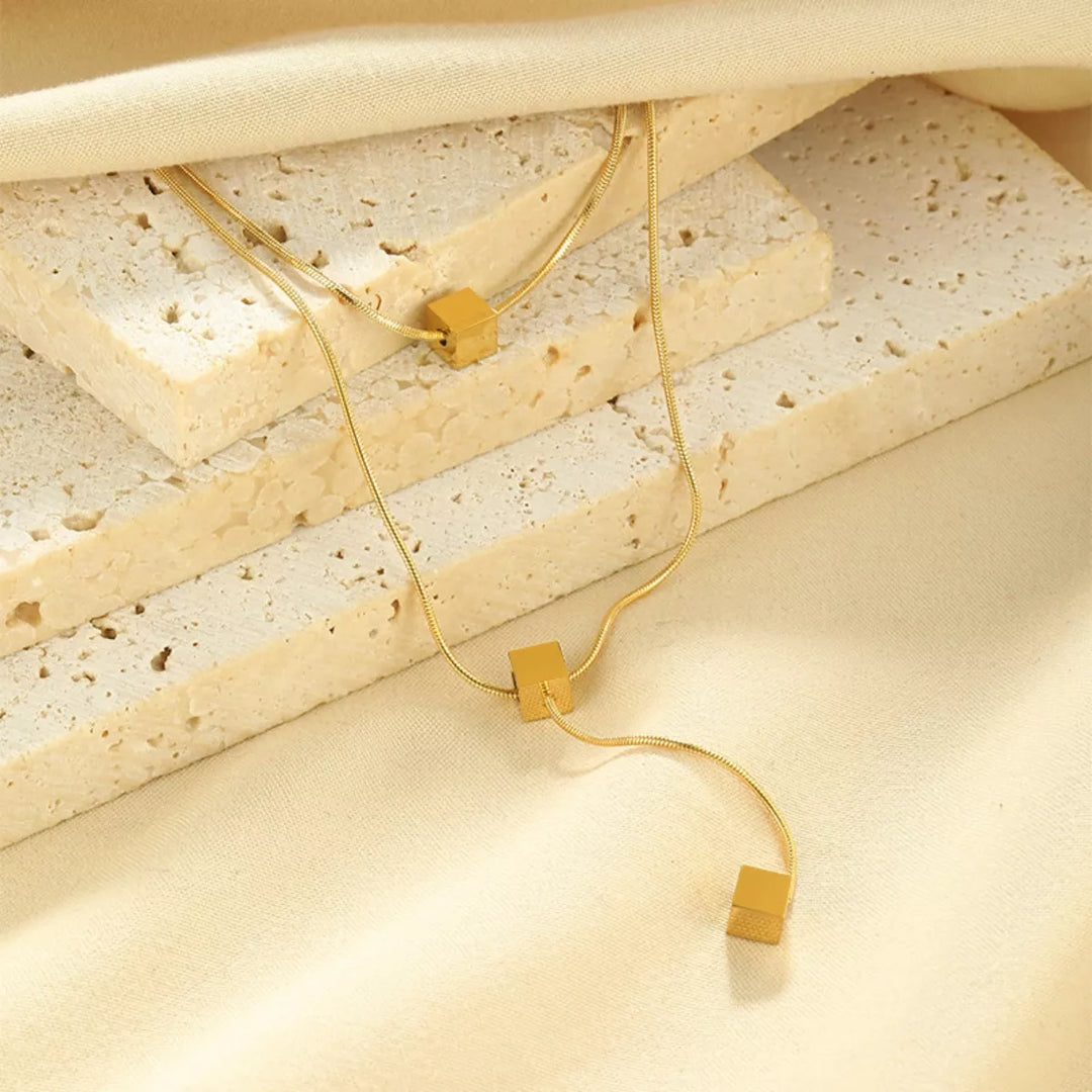 Zirelle Geometric Layered Necklace – 18K Gold-Plated