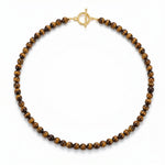 Load image into Gallery viewer, Zoé Natural Tiger Eye Bead Necklace – Gold-Plated
