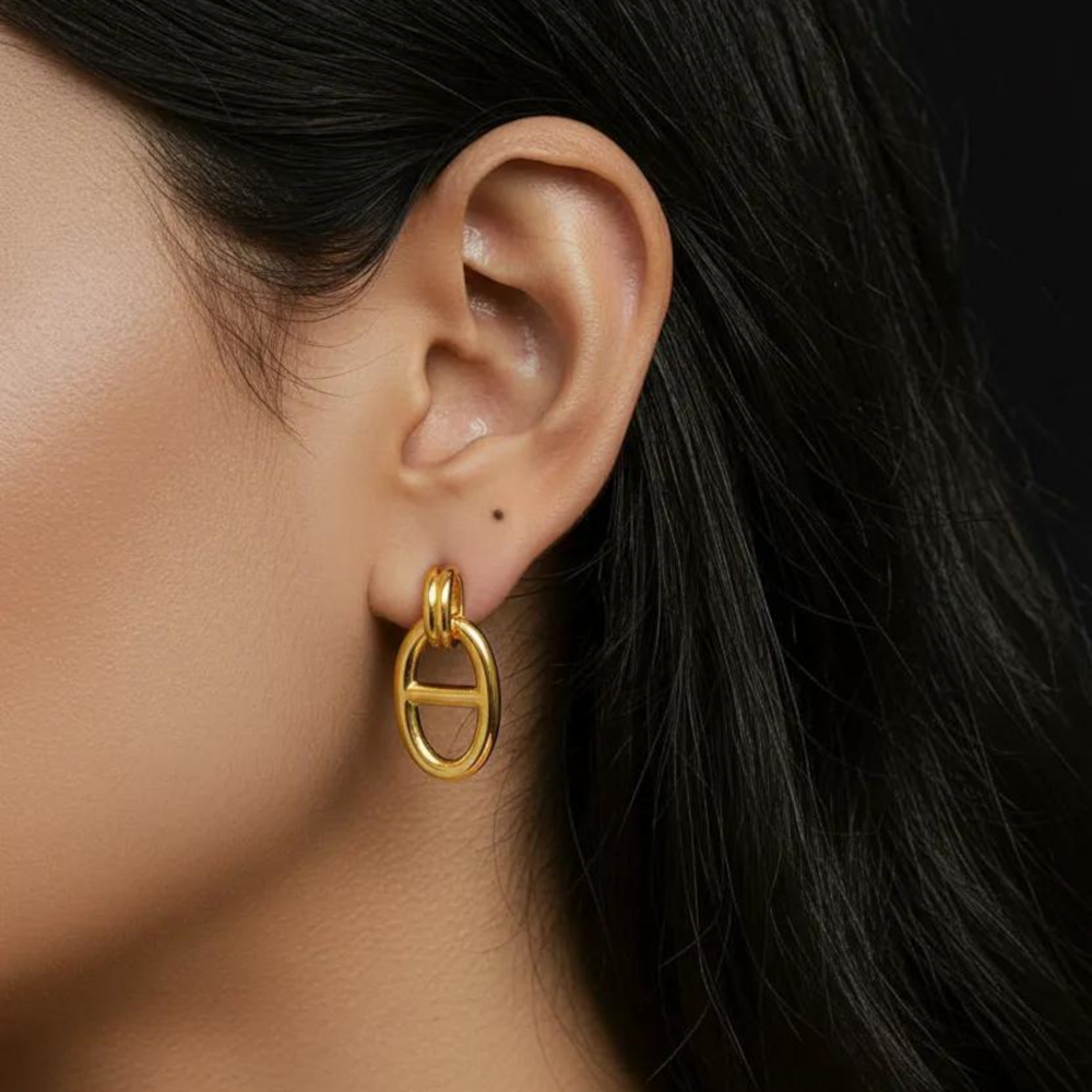 Kaeli Minimalist Chain Earrings – 18K Gold Waterproof