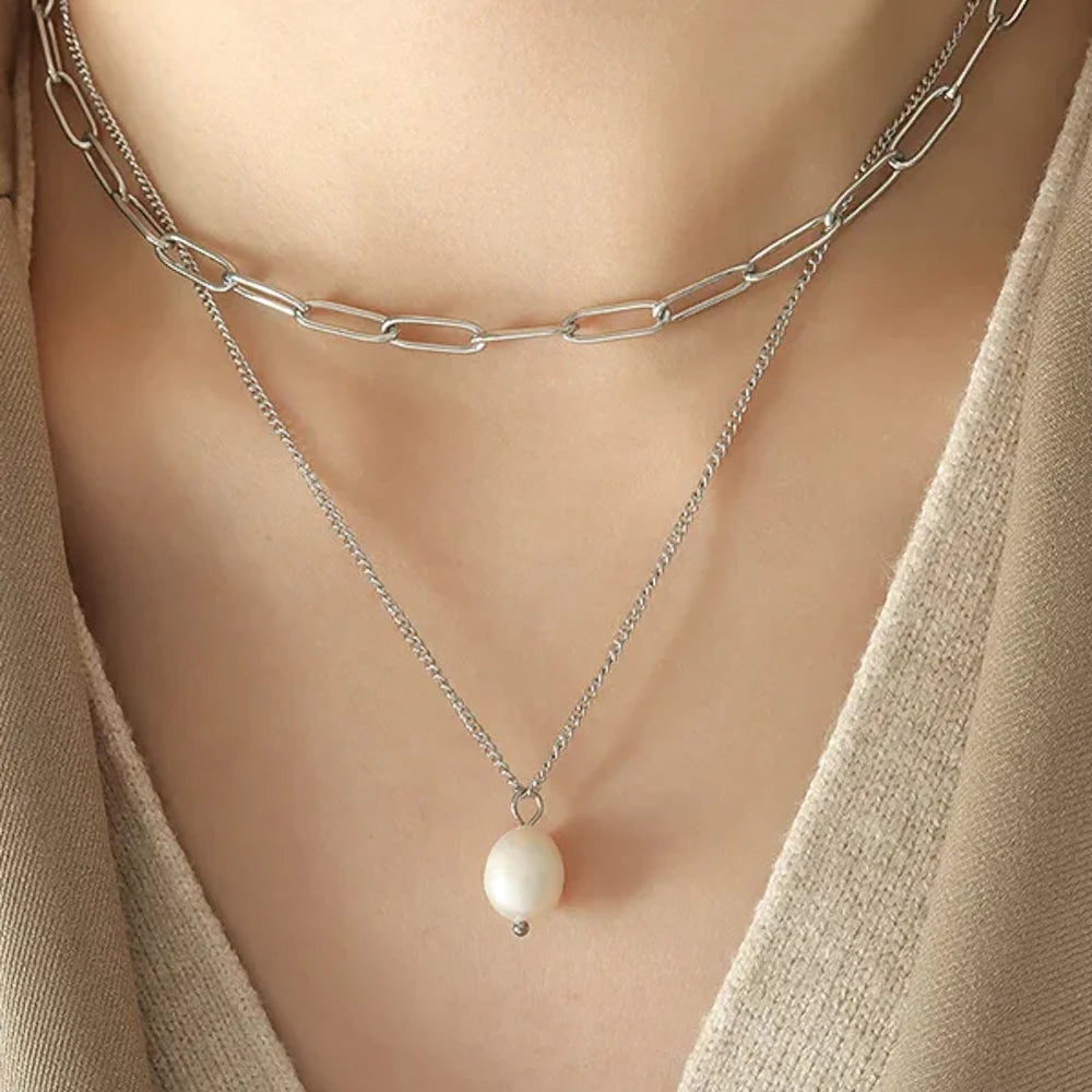 Oceane Freshwater Pearl Double Layer Necklace – 18K Gold-Plated