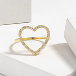 Load image into Gallery viewer, Paolla Zircon Heart Ring –  925 Sterling Silver &amp; 18K Gold-Plated
