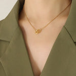 Load image into Gallery viewer, Orvane Hoop Pendant Necklace – 18K Gold-Plated
